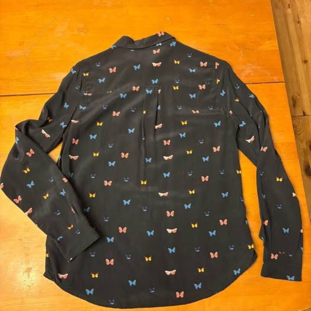 Rails 100% Silk Black Colorful Butterfly Long Sle… - image 2